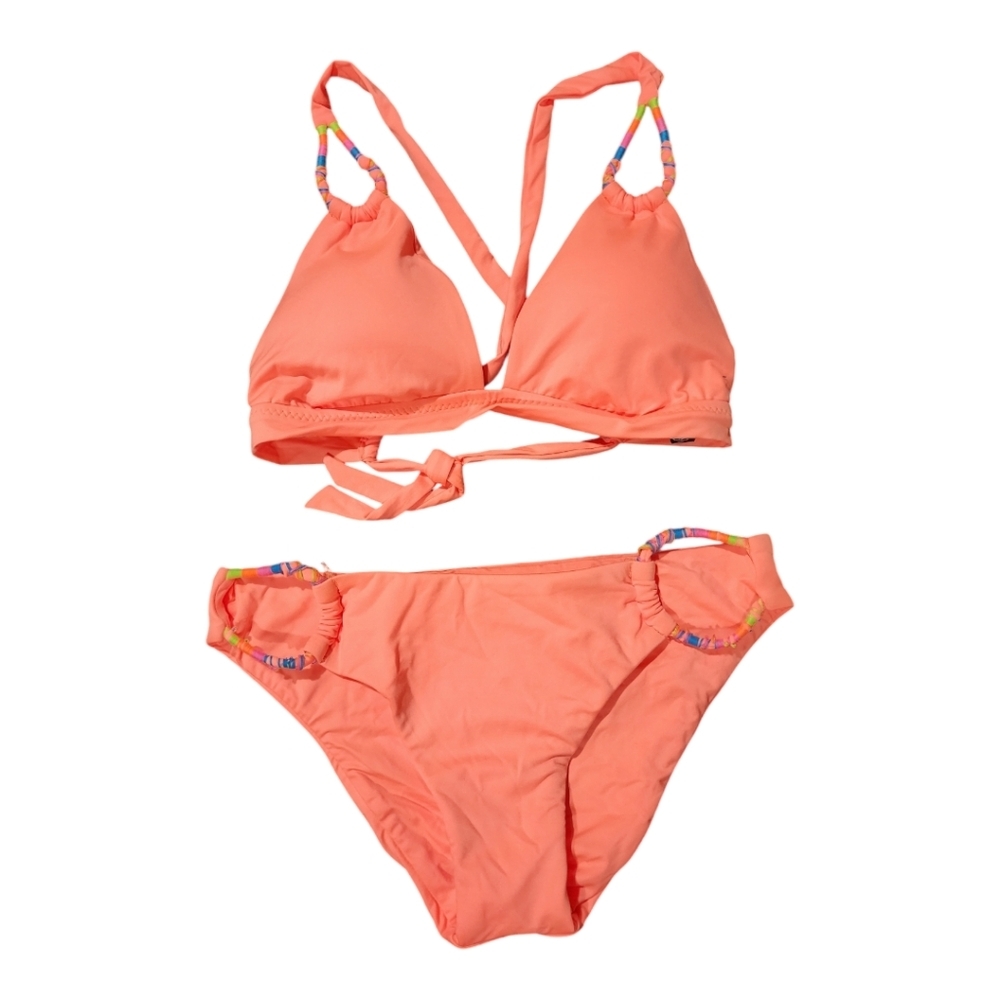 Soluna Coral Full Moon Cutout Bikini Swimsuit Set Size Medium NEW